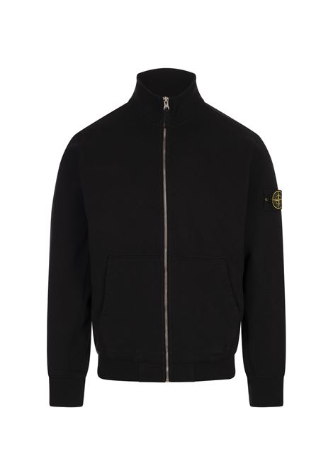 Felpa Full Zip Nero In Pile Di Cotone Malfilé Con Effetto OLD STONE ISLAND | K1S156100022-S0060V0029